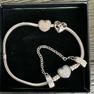 Pandora pavé heart charm bracelet